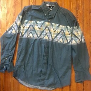 Roper border Westernwear forest green button down